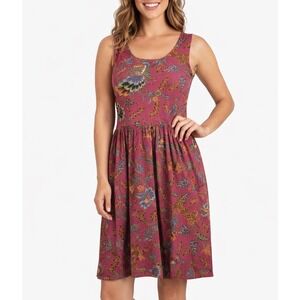 Asia Craft 100% Cotton Dropped Waist Floral Tank Dress Size Small - has Pockets!